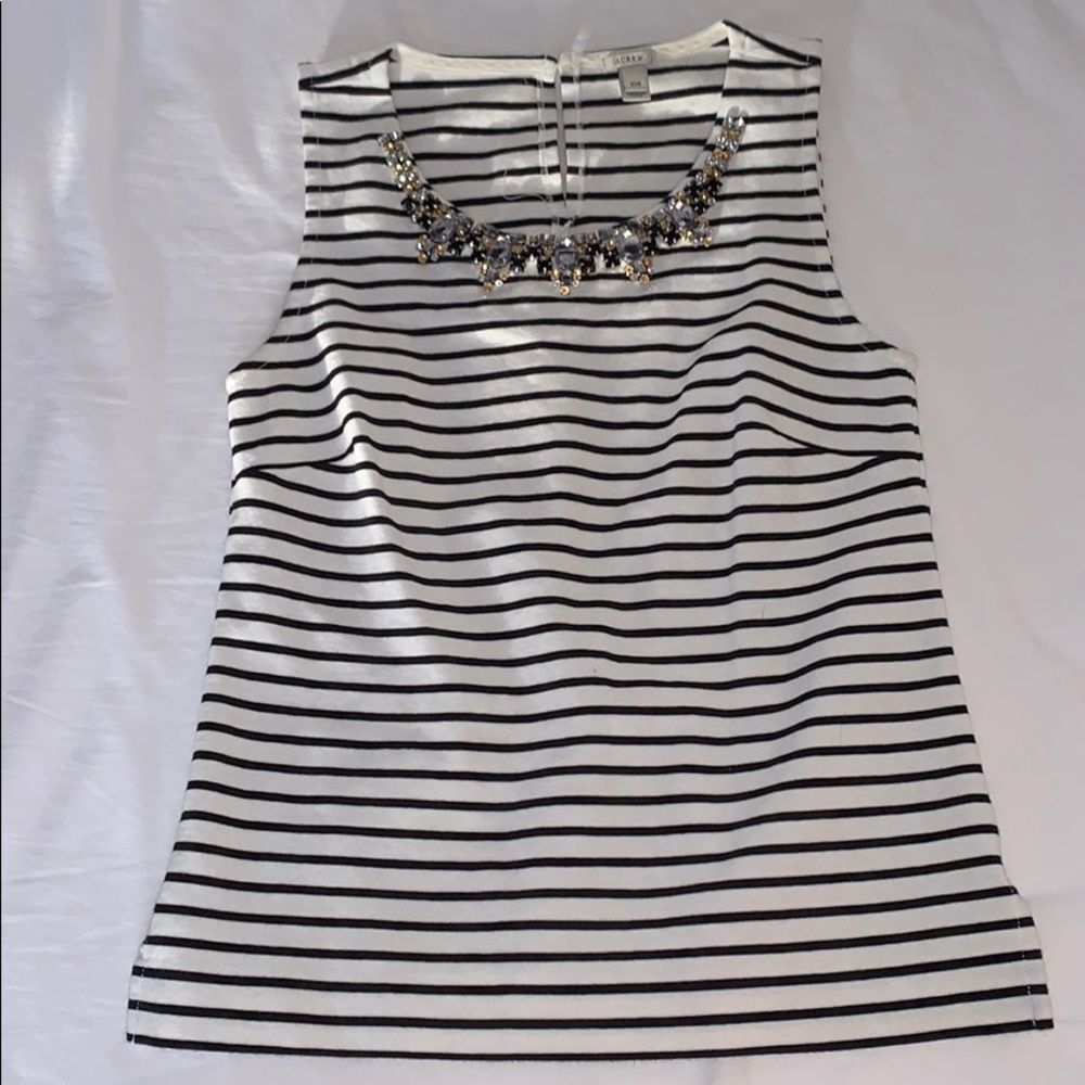 NWOT J. Crew striped embellished tank.